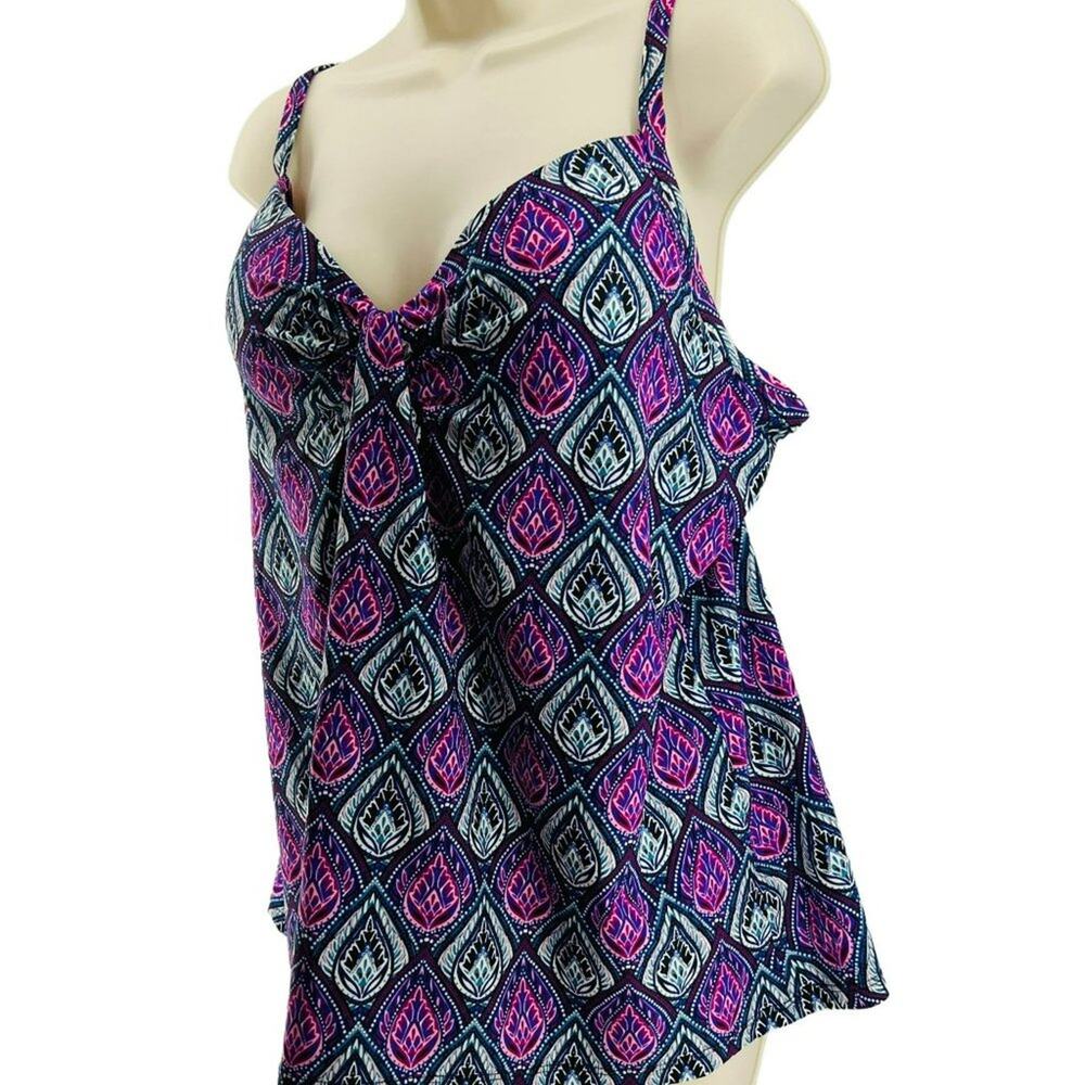 Island Escape Heaven Sent Scorpio Tankini Top Womens Swim Size 16 - Picture 4 of 10